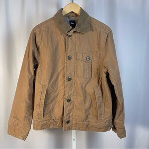 GAP Men's Small Tan Corduroy Collar Sherpa Lined Chore Jacket Barn Outdoor